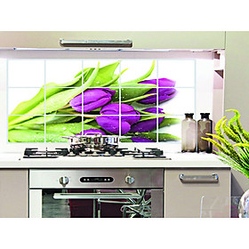 Combo 2 Decal Dán tường Dán bếp - Hoa Tulip Tím
