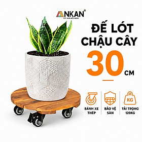 Đế Kê Chậu Cây Có Bánh Xe ANKAN, R30cm Làm Giá Đỡ Kệ Hoa Cây Cảnh, Màu Vàng Nắng, Chịu Tải 120Kg