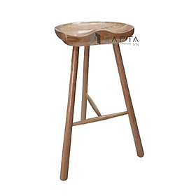 Ghế quầy bar 3 chân màu gỗ tự nhiên CB2149-W Nội thất Capta.vn Ghế đảo bếp gỗ màu tự nhiên không tựa