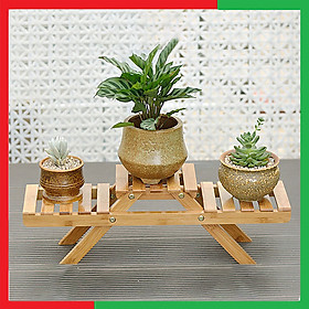 Mua Giá kệ gỗ Tre mini chữ A Đa Năng để lọ hoa lọ bông cây cảnh  Gỗ tự nhiên chịu đươc nóng ẩm mối mọt cong vênh Kích thước 52 x 15 x 16 5cm - Giá kệ gỗ mini để chậu bông hoa