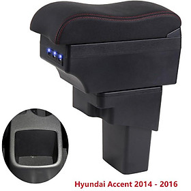 Hộp tỳ tay xe hơi Hyundai Accent 2014 - 2016 tích hợp 6 cổng USB, chất liệu nhựa ABS và da PU cao cấp