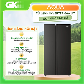 Tủ lạnh Aqua AQR-S682XA(BL) Inverter 646 lít - Hàng chính hãng - Chỉ giao HCM