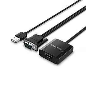 VENTION VGA to HD Adapter with USB2.0 and Audio Jack and Power Supply VGA Converter VGA Male to HD Female for Laptop/PC