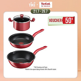 Combo Tefal So Chef Chảo chiên chống dính đáy từ G1350295 21cm, Nồi chống dính đáy từ G1354595 22cm và Chảo chiên chống dính đáy từ G1358495 24cm sâu lòng - Hàng chính hãng