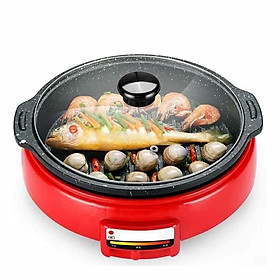 Nồi Lẩu nướng 2 trong 1 gồm 2 ngăn lẩu kèm khay nướng