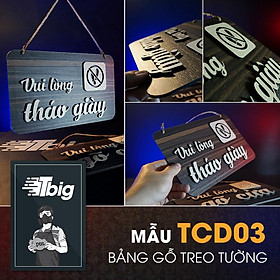 Bảng gỗ decor treo tường nhắc nhở vui lòng tháo giày thiết kế sang trọng cao cấp