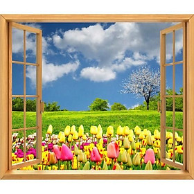 Tranh dán tường cửa sổ 3D cảnh đẹp thiên nhiên GO0058-2