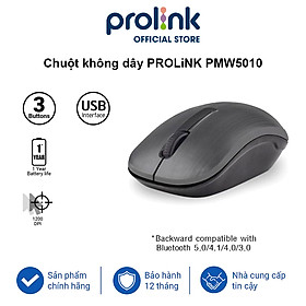 Chuột không dây PROLiNK PMW5010 kết nối tốc độ cao, tiết kiệm pin dùng cho PC, Macbook, Laptop - Hàng chính hãng