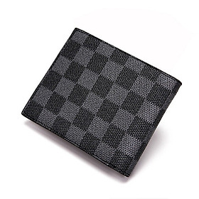 Ví da thời trang phong cách Hàn Quốc cao cấp unisex VD085 chống nước - Ví da kẻ caro dáng ngắn cầm tay gấp gọn phong cách trang nhã, thanh lịch