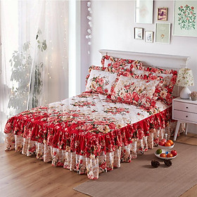 Ga Trải Giường Hai Lớp Họa Tiết Hoa Sang Trọng