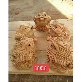 Tượng Cóc Xá Xị Thiềm Thừ gỗ Xá Xị nguyên khối ngang 18cm