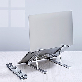 Giá Đỡ Laptop Nhôm Gấp Gọn, Laptop Stand Dùng Cho Máy Từ 11~17 inch, Có Thể Điều Chỉnh Nhiều Mức Độ Cao, Chất Liệu Hợp Kim Nhôm Cao Cấp