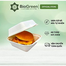 50 hộp bã mía vuông 450ml đựng bánh kem, hamburger, bento cake