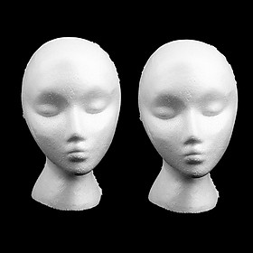 2xFemale Foam Mannequin Manikin Head Model Wigs Glasses Display Stand White