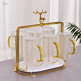 Mua Úp cốc vàng gương có khay hứng nước kèm núm bọc chống trượt Decor đầu Hươu 2022 | ÚP CỐC HƯƠU VÀNG