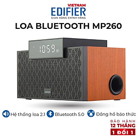 Loa Bluetooth EDIFIER MP260 Kèm đồng hồ báo thức Màn hình đèn LED - Công suất lớn - Vỏ gỗ cao cấp chống dội â