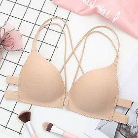 Áo bra đúc su bàn tay nâng ngực dây đan chéo sexy, áo lót cài trước không gọng siêu mềm