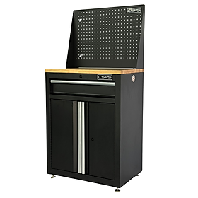 Mua Tủ dụng cụ CSPS 61cm - 01 hộc kéo màu đen chân tăng chỉnh ván gỗ vách lưới (tay cầm trắng)