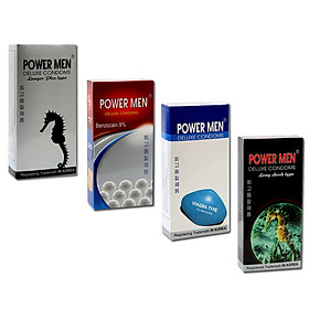 Bao Cao Su Power Men Cá Ngựa Xám - Ngọc Trai - Viagra Siêu Mỏng - Cá Ngựa Đen (Hộp 12 Chiếc)