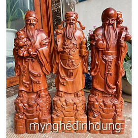 Bộ tượng phật tam đa phúc lộc thọ bằng gỗ hương đá kt cao 70×18×15cm 