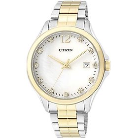 Đồng hồ nữ citizen đính đá swarovski dây thép không gỉ ev0054-54d - mặt xà cừ