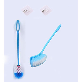 Mua Bộ Vệ Sinh 1 Cọ Rửa Đầu Tròn Và 1 Bàn Chải Đầu Vuông Chà Rửa Bồn Cầu Toalet + 2 Miếng Dán Tiện Ích