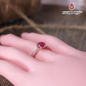 Nhẫn bạc nữ ruby hồng ngọc đường kính 16 mm mệnh hỏa ,thổ - Ngọc Quý Gemstones