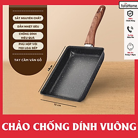 Chảo vuông chảo đá chống dính làm bánh chống dính vân đá dùng được trên mọi loại bếp chảo đúc bằng đá ceramic