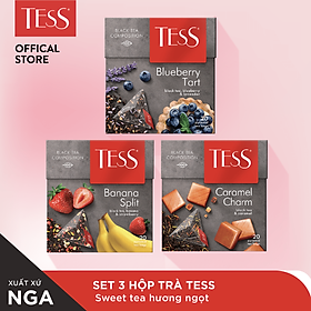 Set 3 hộp trà Tess Sweet Tea hương ngọt 20 gói hộp