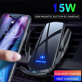 Wireless Car Charger,15W Qi Fast Charging Auto-Clamping Car Mount,Windshield Dash Air Vent Phone Holder Compatible with  11/11 Pro Max/Xs MAX