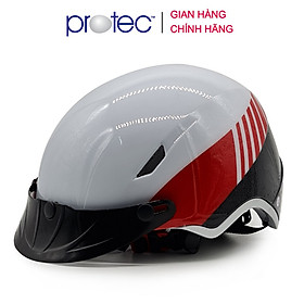 Mũ Bảo Hiểm Nửa Đầu Protec IM01 Họa Tiết Thể Thao, Siêu nhẹ, An toàn - Hàng Chính hãng - Đen đỏ trắng
