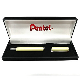 Bút bi kim loại nắp vặn pentel cc màu trắng - mực xanh b811w-c