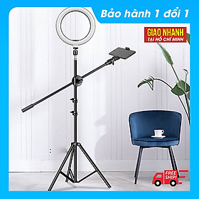 Giá đỡ chân quay video topshot đèn 16cm quay review sản phẩm, livestream, spa phun xăm có đèn chân 2.1m