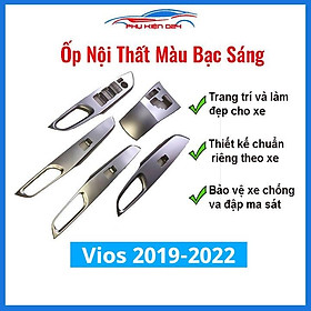 Ốp nội thất Vios 2019-2020-2021-2022 màu bạc sáng nhựa ABS bảo vệ chống trầy xước và làm đẹp xe