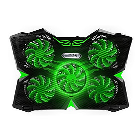 5 Fans Gaming Laptop Cooling Pad for 12"-17" Laptops with LED Lights Dual USB Ports Adjustable Height at 1400 RPM