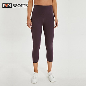 Quần legging thể thao lulu, quần tập Gym - Yoga PYMSPORT - PYML020 lửng trơn, cạp cao nâng mông