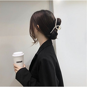 Kẹp Tóc Càng Cua Đính Ngọc Trai Nhân Tạo Phong Cách Hồng Kông Thâp Niên 90s - Ngọc Trai Trắng Nhỏ