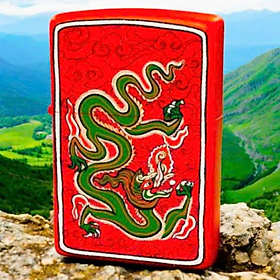 Bật lửa Zippo Year of the Dragon - Phiên Bản 12 Con Giáp (Tuổi Thìn) Thiết Kế Việt Nam, Sơn Tĩnh Điện Đỏ May Mắn Chính Hãng
