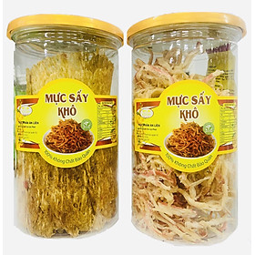 (COMBO 2 HŨ) MỰC SẤY KHÔ TẨM VỊ VÀ MỰC SẤY KHÔ XÉ SỢI - MỖI HŨ 200G