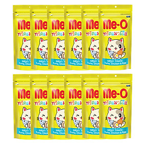 Hộp 12 Gói Bánh Xương Mèo Me-O Hương Vị Cá Ngừ, Gà Và Trứng