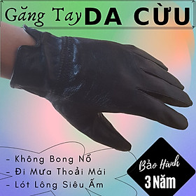 BST Găng Tay Da Cừu Nam Nữ Lót Lông Màu Đen, Đi Mưa Thoải Mái Không Bong Nổ, Không Ngấm Nước, Dễ Lái Xe - Kiểu Dáng Thời Trang, Sang Trọng