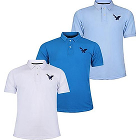 Áo thun polo nam có cổ bẻ phối logo thêu trước ngang ngực cao cấp trẻ trung thương hiệu Doka, Combo 3 áo - ĐBPS19 - Trắng, Xanh dương, Xanh môn