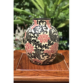 Bình Bách Hoa Và Sen Hồng Trang Trí Decor Dáng Tròn 24CM&27cm