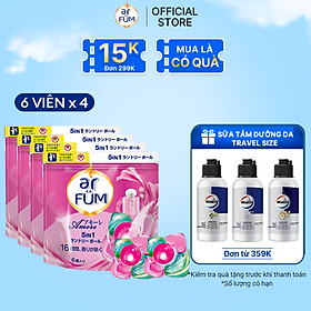Combo 4 Túi Viên giặt xả arFum 5 trong 1 MỚI lưu hương lâu 16 tuần, khử khuẩn 99% - 6 Viên/ Túi