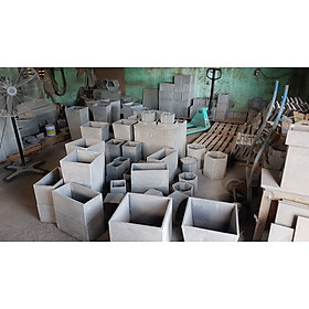 Chậu trồng cây treo tường và ốp tường trồng hoa bằng đá ong xám tự nhiên hình chữ nhật D30xR15xC15cm ốp giếng trời ban công sân thượng và trồng cây cảnh ngoài trời bền vĩnh viễn