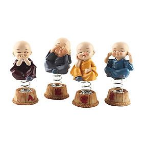 Bộ tượng Chú Tiểu "Tứ không" lò xo ý nghĩa may mắn, bình an