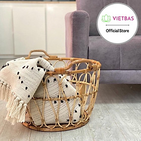 Giỏ mây đựng đồ VIETBAS tròn có quai MAY_006