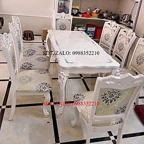 ️Bộ bàn ăn mặt đá gồm 8 ghế
