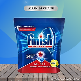 Túi 80 viên rửa chén Finish All In 1 Max Dishwasher Tablets Lemon QT025452 - hương chanh