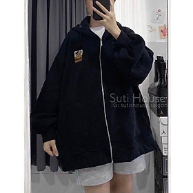 Áo Hoodie Zip Nỉ Ngoại logo Gấu - Áo Khoác Nỉ dây kéo Unisex (HD190 - Ảnh Thật)